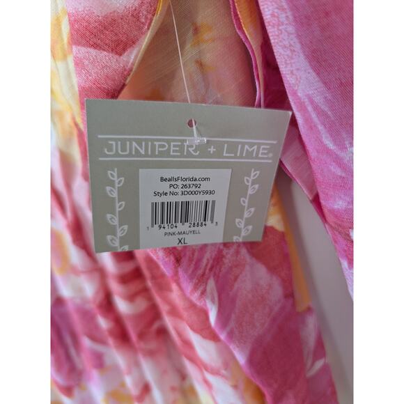 Juniper + Lime Womens Off The shoulder Pink Orange Floral Top Size XL New - Picture 4 of 7
